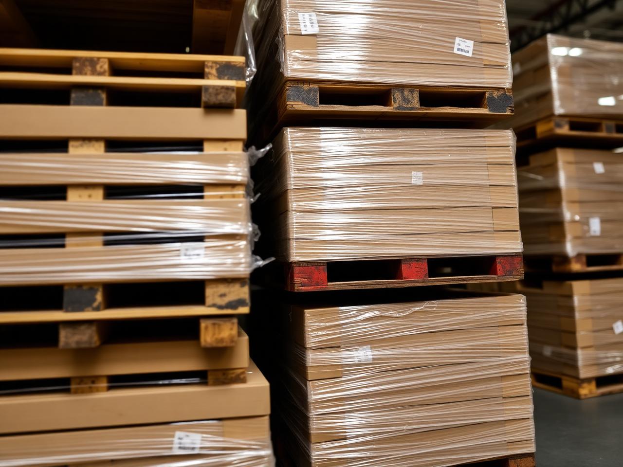Wrapped pallets racked inside a monitored warehouse